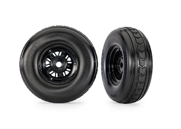 Traxxas Ribbed Black-Chrome Front Tire/Wheel Set (#10972 / 4.9")