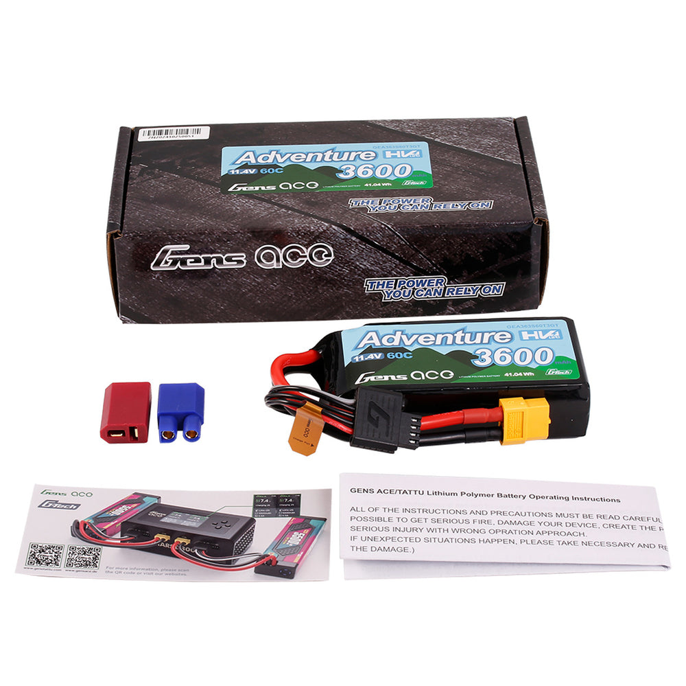 Gens Ace Adventure 3S / 3600mAh / 60C / 11.4V HV / XT60 / G-Tech LiPo Battery