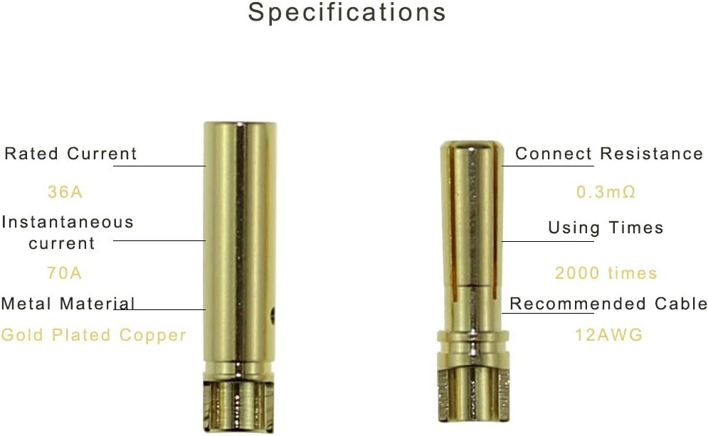 Amass 4mm Banana Bullet Connectors (3 Pairs)
