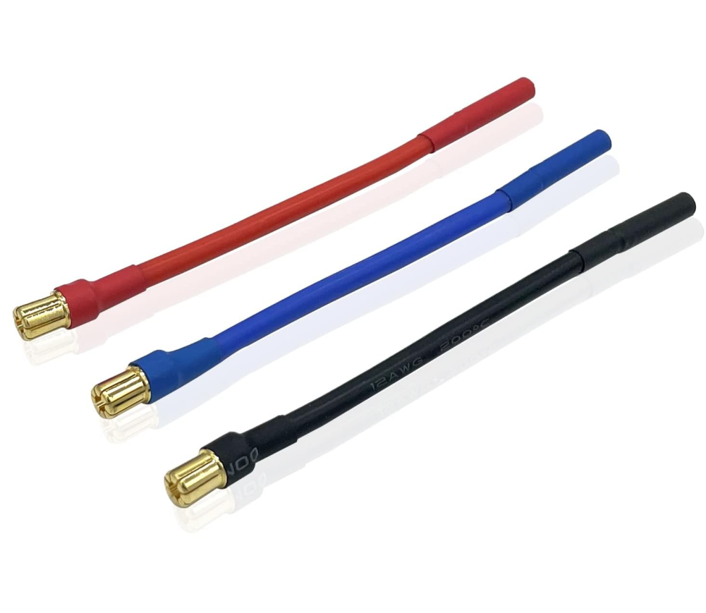 6.5mm Bullet Male to 4.0mm Bullet Female Adapter Cable (12AWG / 4-inch / 3pcs)