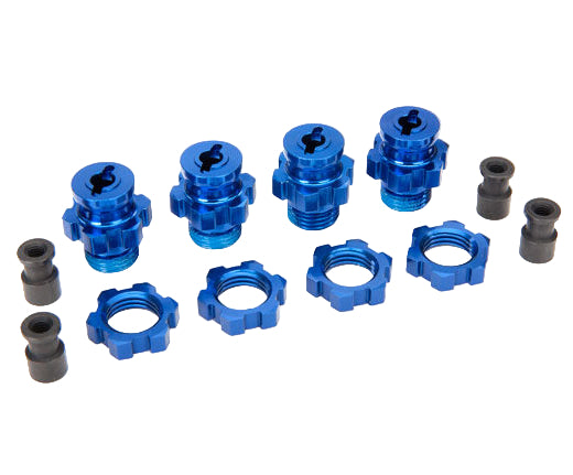 Traxxas 17mm Aluminum Splined Hex Adapters (6856X / Blue / 4pcs)
