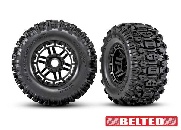 Traxxas Sledgehammer Belted Black Tire/Wheel Set (#8979 / 2.8" / 17mm Splined Hex / 2pcs)