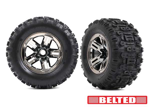 Traxxas Sledgehammer Belted Tire/Wheel Set (#9573A / 3.8" / 17mm Hex / 2pcs)