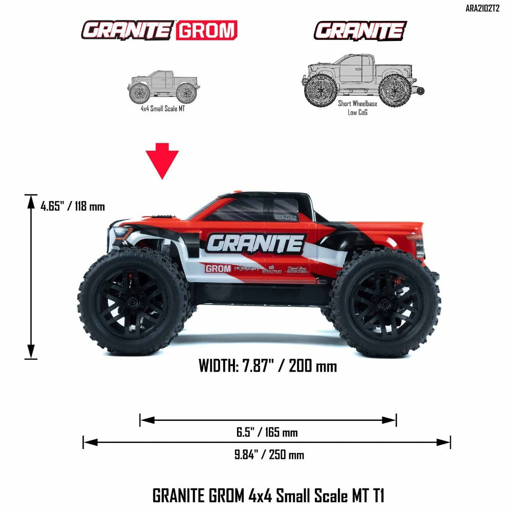 ARRMA 1/18 Granite Grom Mega 380 4WD Monster Truck (Brushed / Multiple Colors / RTR)