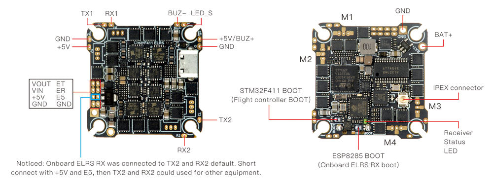 HappyModel CrazyF411 / 20A / AIO Flight Controller w/ ELRS (BlHeli_S / 2-4S)