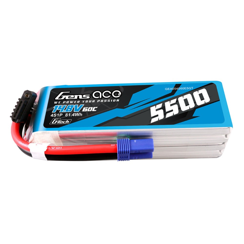Gens Ace 4S / 5500mAh / 60C / 14.8V / EC5 / G-Tech LiPo Battery