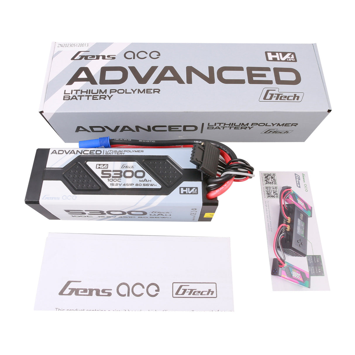 Gens Ace Advanced 4S / 5300mAh / 100C / 15.2V / G-Tech / EC5 Hardcase LiPo Battery