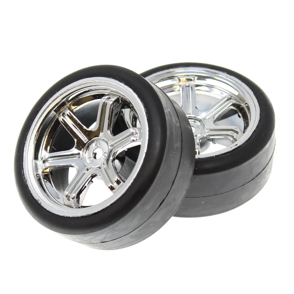 Redcat 1/10 Drift Chrome Wheel and Tire Set (2.4" / 12mm Hex / 2pcs)