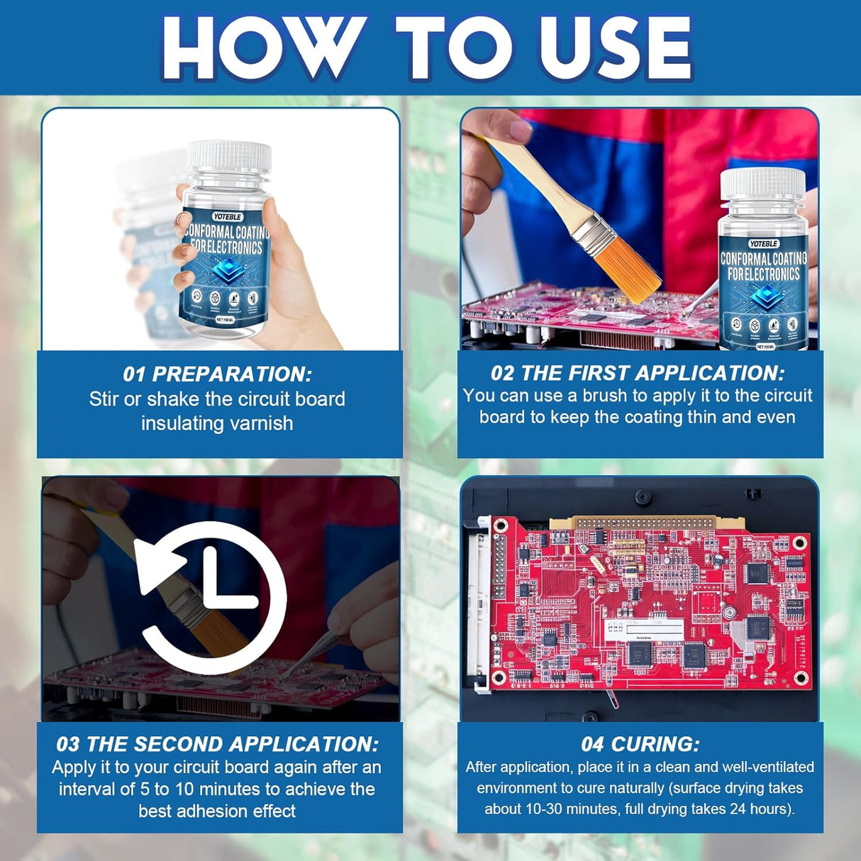 Yoteble Conformal Coating for Electronics (100ml / 1 Brush)