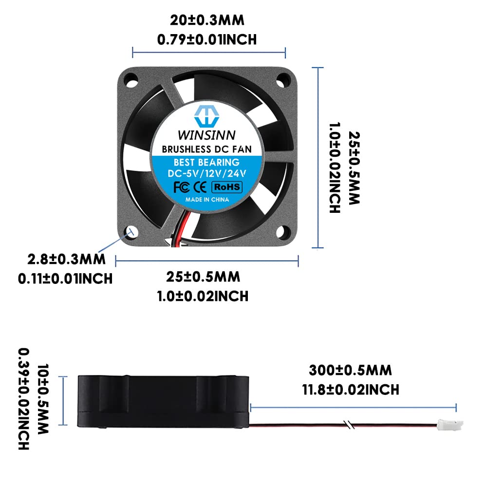 WINSINN Hydraulic Bearings Brushless Cooling Fan (25mm / 11000 RPM / 5V)