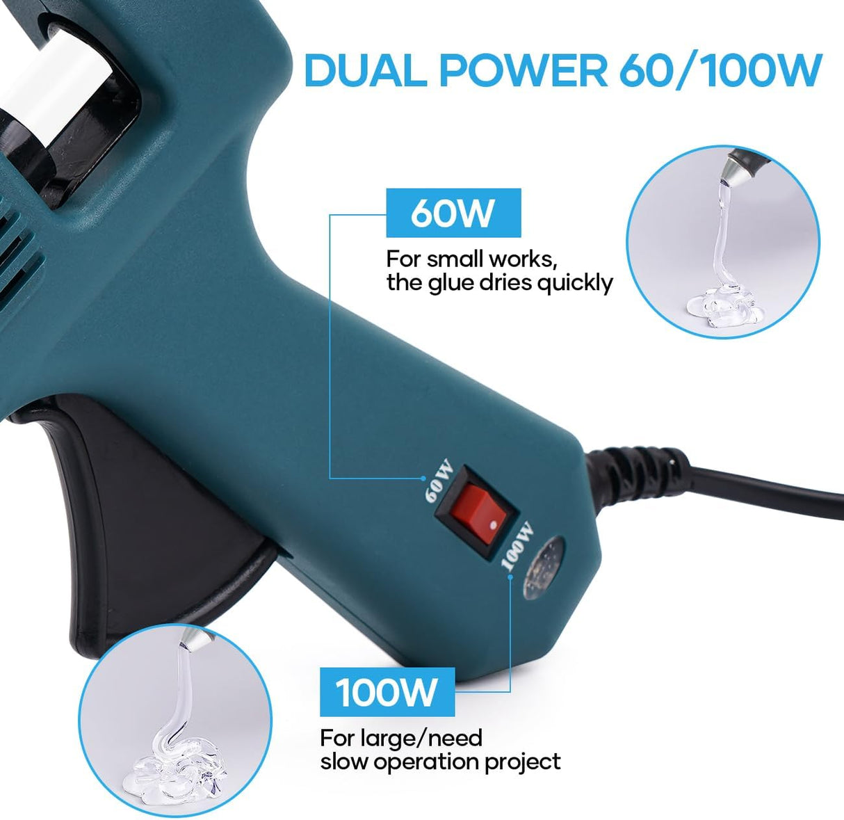 Assark Hot Glue Gun (60/100W Dual Power)
