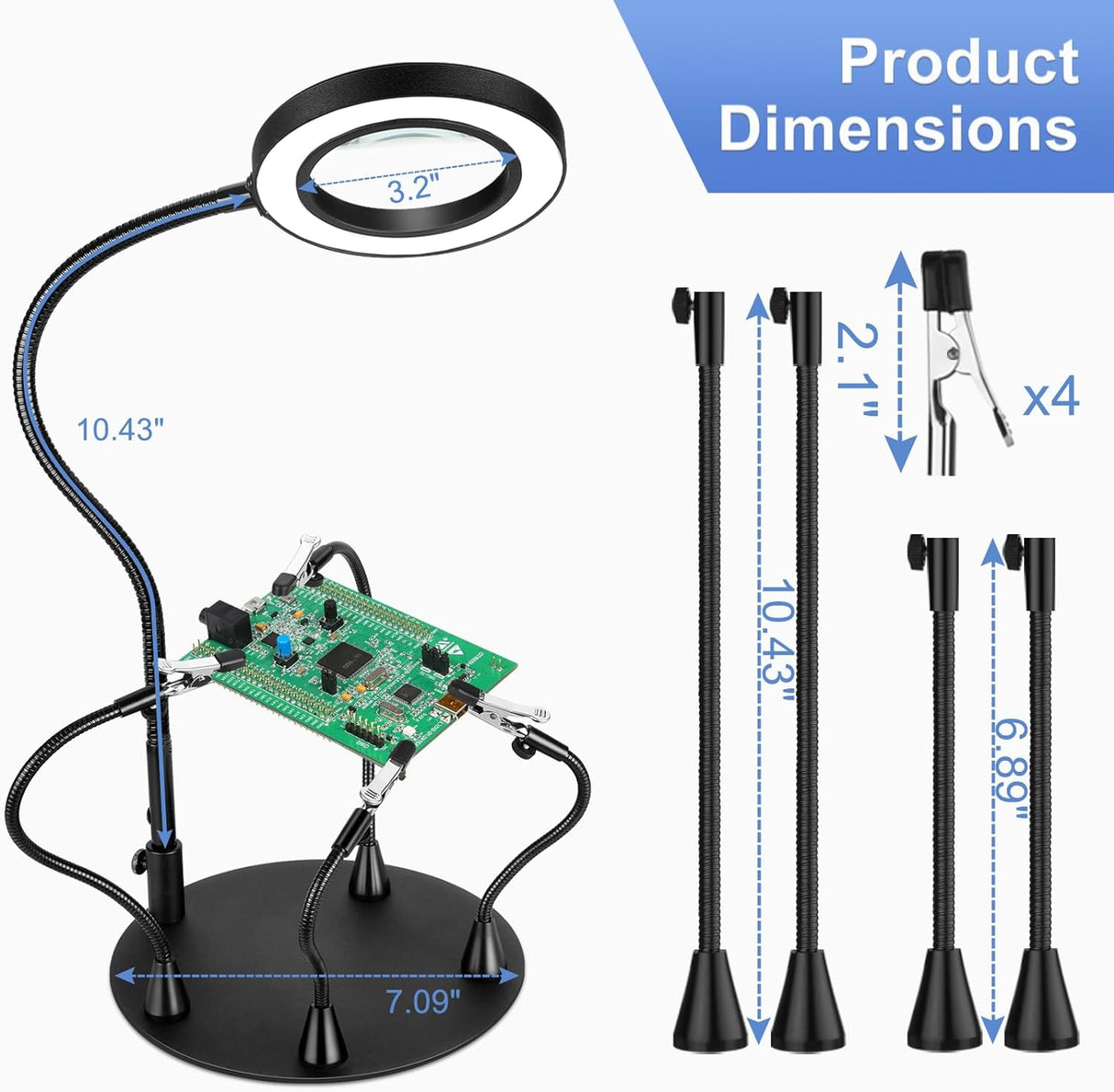 MagnieOpti Helping Hands Soldering Station w/ Magnifying Glass Lamp
