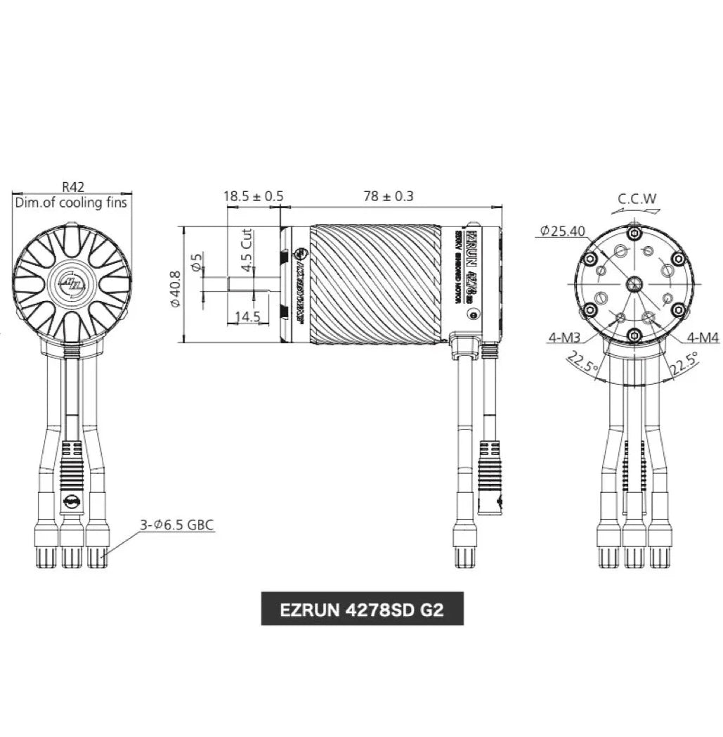HobbyWing EZRUN 4278SD G2R / 2250KV Sensored Brushless Motor (5mm Shaft / 3-6S)