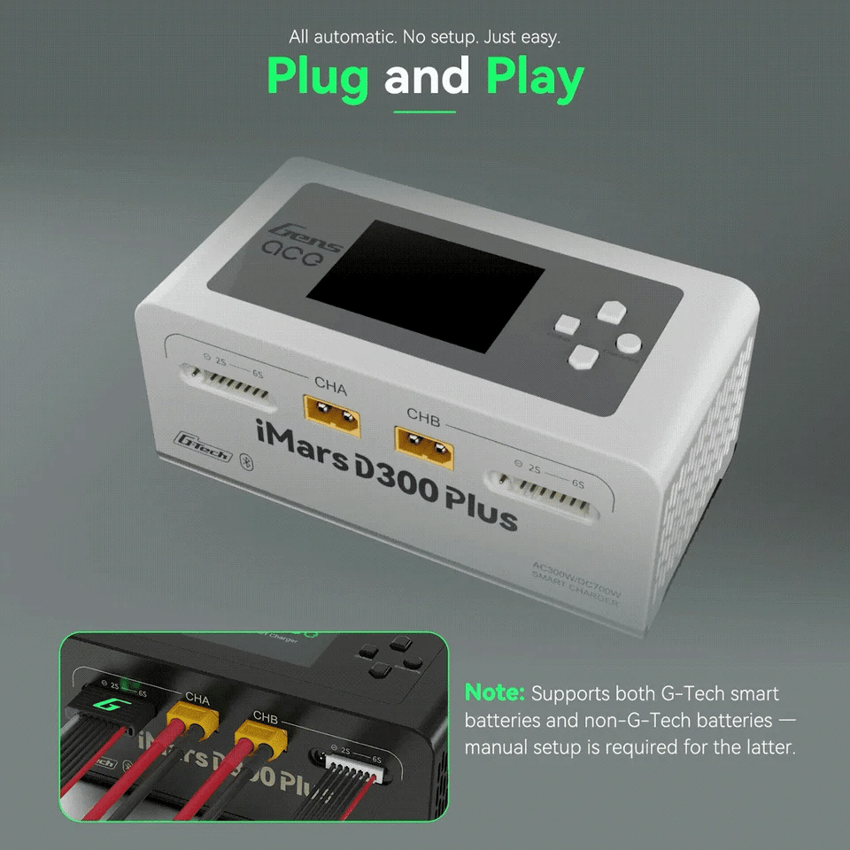 Gens Ace iMars D300 Plus Dual Channel Battery Charger / Bluetooth / G-Tech / 300W+
