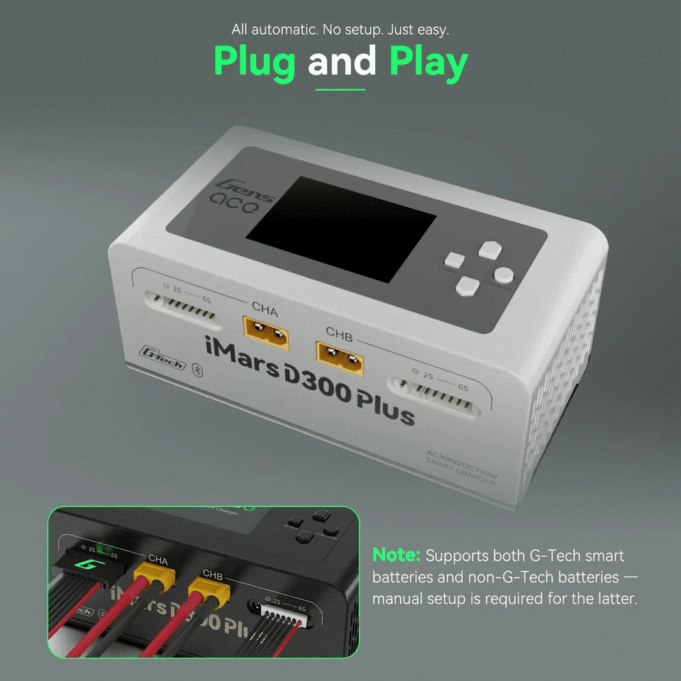 Gens Ace iMars D300 Plus Dual Channel Battery Charger / Bluetooth / G-Tech / 300W+