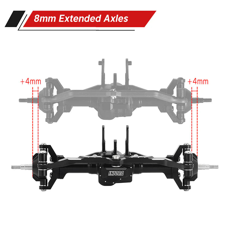 Injora Aluminum Wide Axle Assembly Set for TRX-4M (+4mm Offset / Front & Rear)
