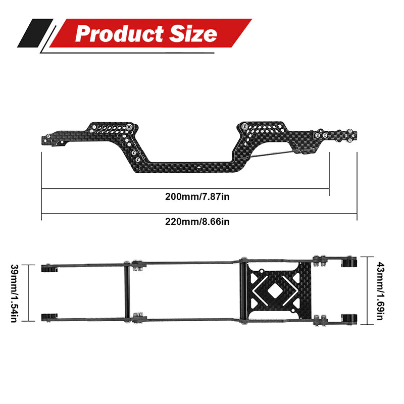 Injora LCG Carbon-Fiber Chassis w/ Double Decker Tray Kit for TRX-4M