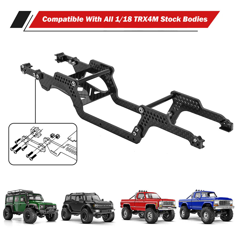 Injora LCG Carbon-Fiber Chassis w/ Double Decker Tray Kit for TRX-4M