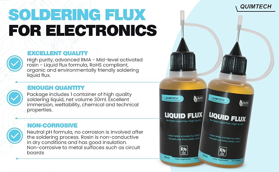 Quimtech Electronic Liquid Solder Flux Dropper (30ml / No Clean Liquid Flux)