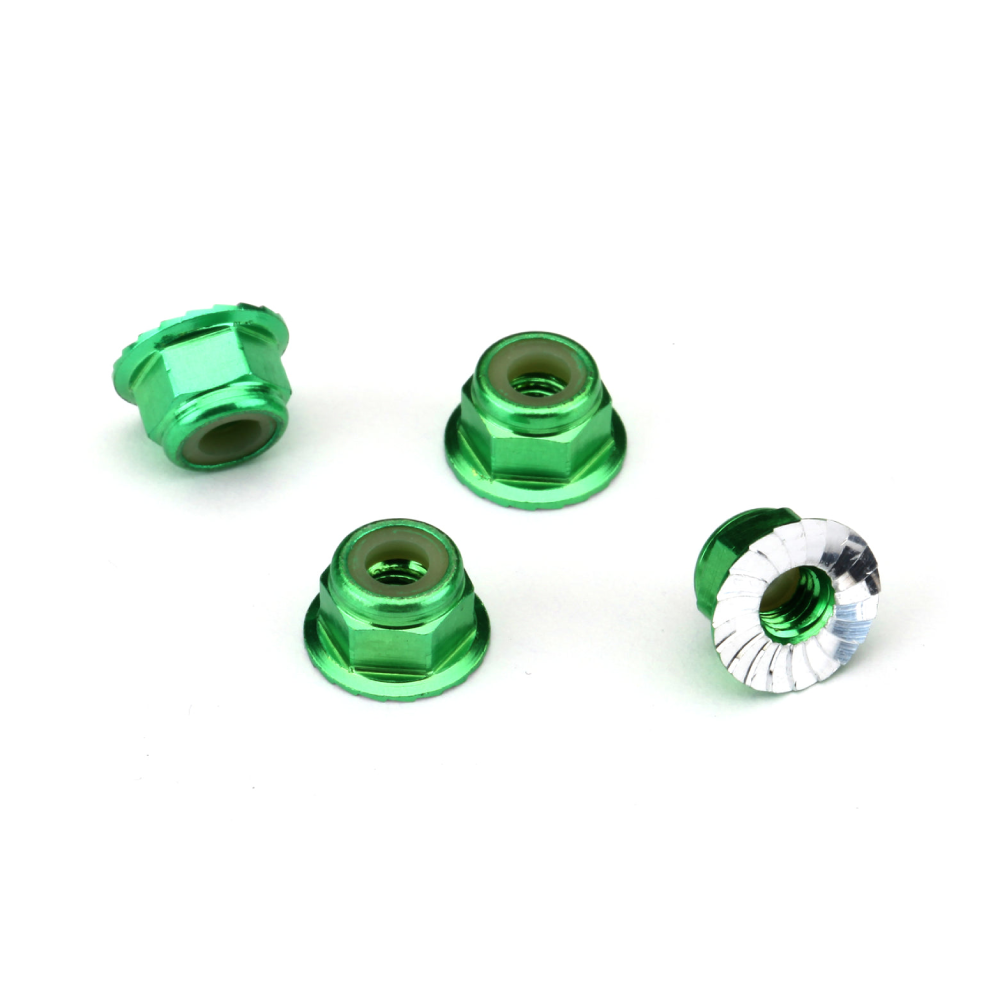 Traxxas M4 Flanged Aluminum Serrated Lock Nuts (4pcs / Multiple Colors)