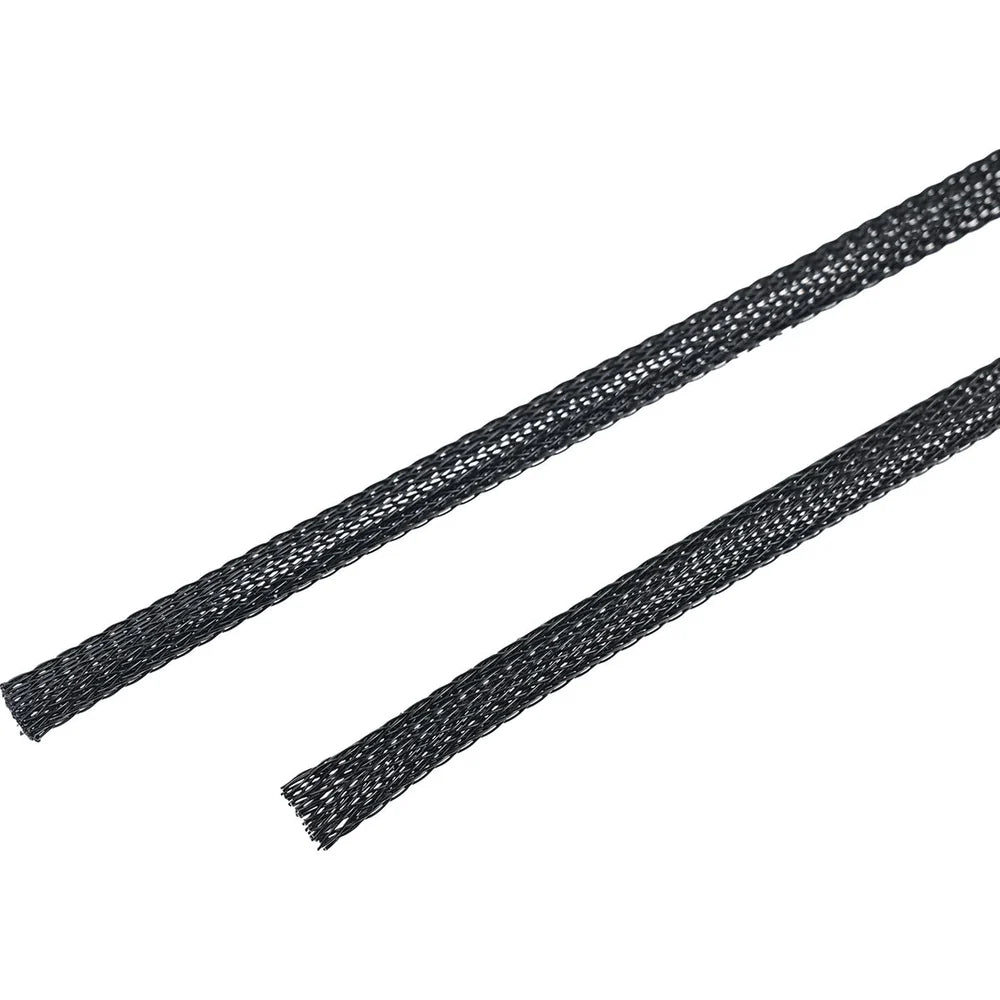 1/2" Expandable Braided Mesh Cable Sleeve (15" Long / Black / 2pcs)