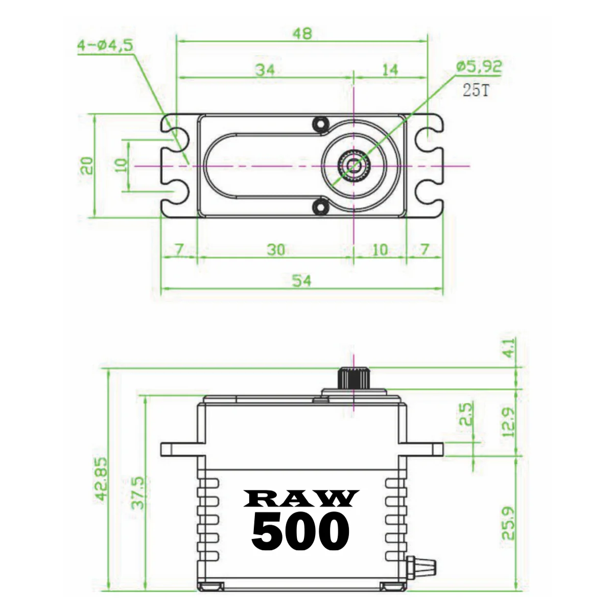 Reefs RC RAW 500 BE Brushless Digital Servo (25T Spline / Steel Gears)