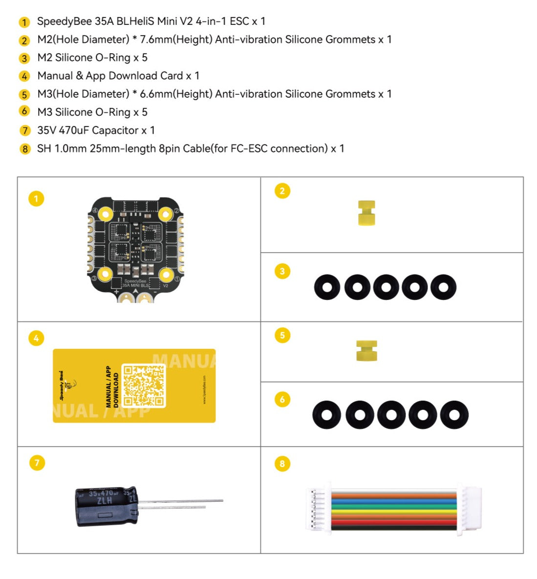 SpeedyBee BLS Mini V2 35A 4-in-1 ESC (20x20 / BLHeli_S / 3-6S)