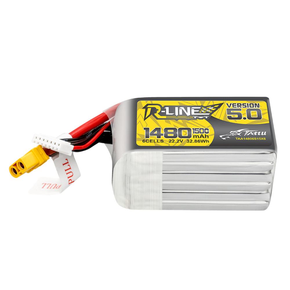 Tattu R-Line V5 6S / 1480mAh / 150C / 22.2V / XT60 LiPo Battery