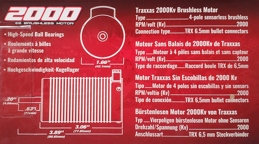 Traxxas 2000KV Brushless Motor (#3483 / 5mm Shaft)