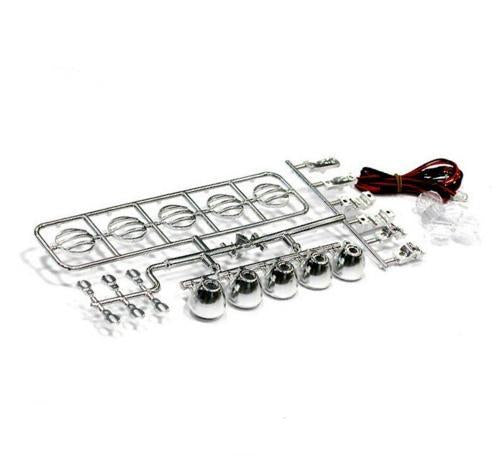 Hexfly LED Light Bar Set (5 White Spotlights / Black or Chrome) Chrome - HX-LED-002