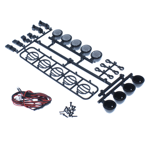 Hexfly LED Light Bar Set (5 White Spotlights / Black or Chrome) Black - HX-LED-001B