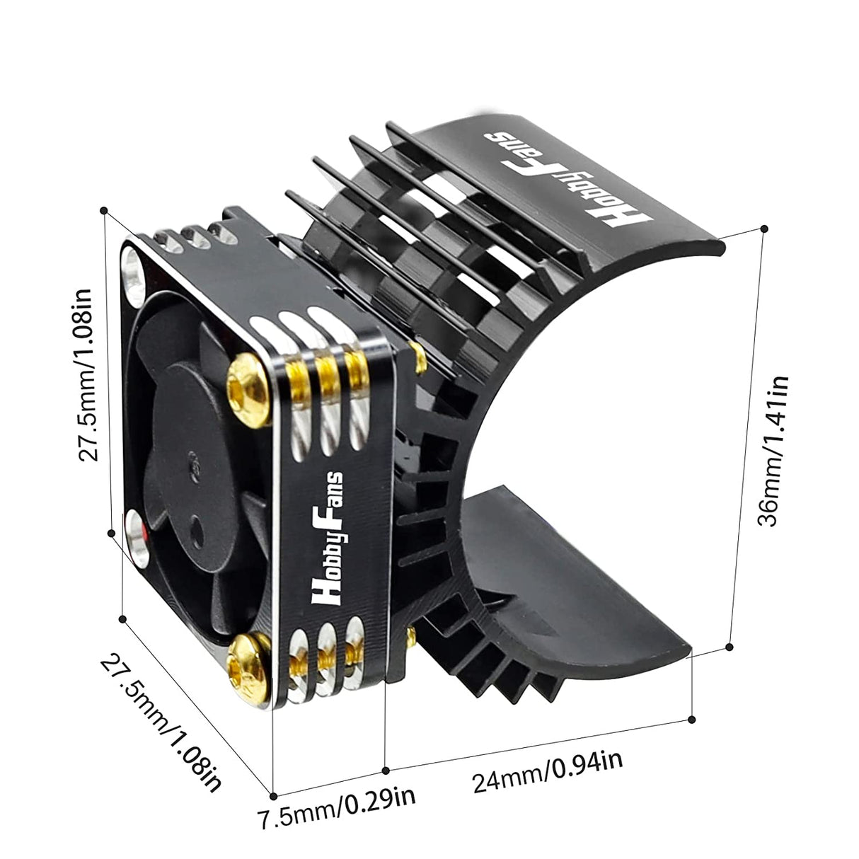 HobbyFans Aluminum Motor Cooling Heatsink/Fan Combo (27mm Fan / 28000 RPM / 5-8.5V)