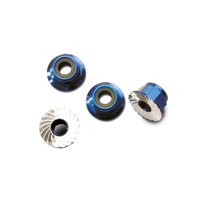 Traxxas M4 Flanged Aluminum Serrated Lock Nuts (4pcs / Multiple Colors) | RC-N-Go