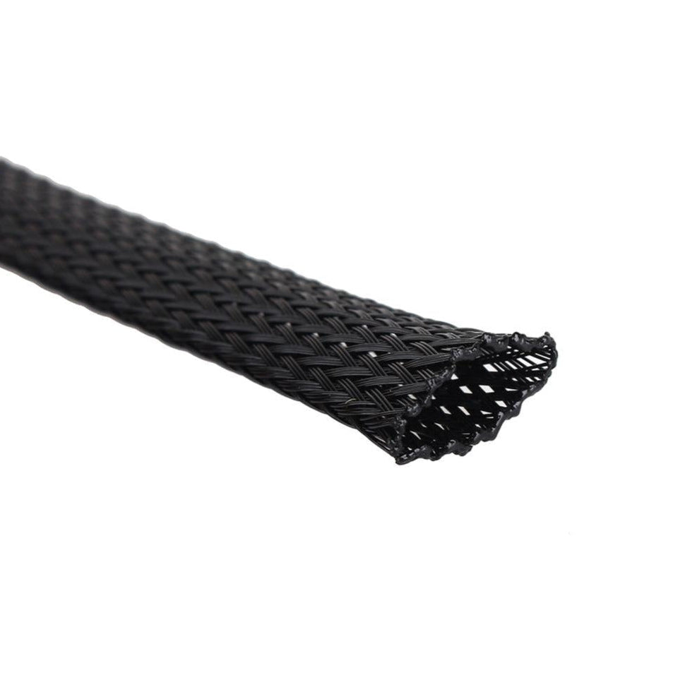 1/2" Expandable Braided Mesh Cable Sleeve (15" Long / Black / 2pcs)
