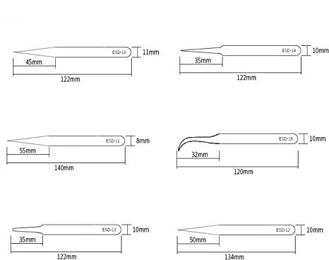 Anti-Static Stainless Steel Tweezer Set (6pcs)