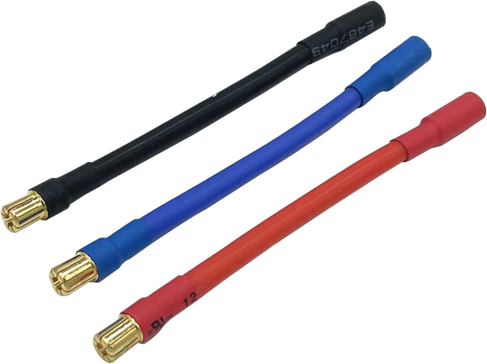 6.5mm to 6.5mm Bullet Connector Extension Cable Set (10AWG / 4-inch / 3pcs)