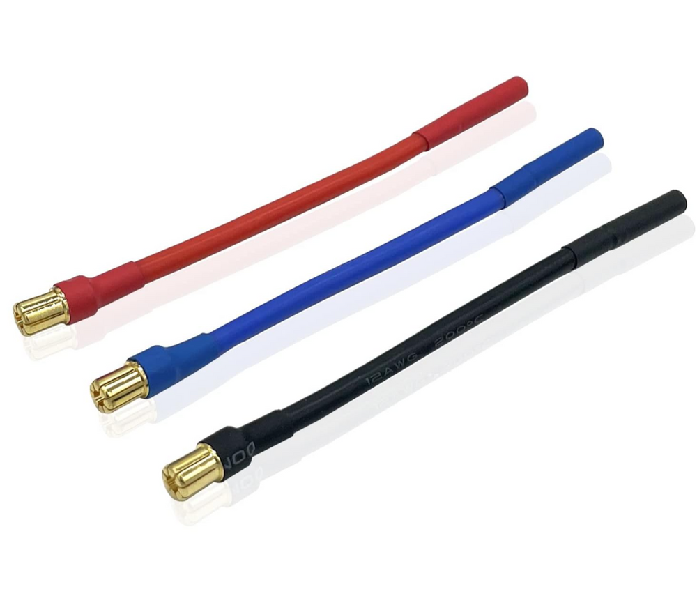 6.5mm Bullet Male to 4.0mm Bullet Female Adapter Cable (12AWG / 4-inch / 3pcs)