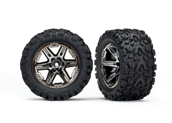 Traxxas Talon EXT Tire & RXT Black Chrome Wheel Set (#6773X / 2.8" / 12mm Hex / 2pcs)