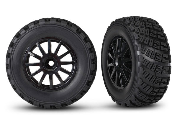Traxxas Black 12-Spoke Rally Tire/Wheel Set (#7473T / 3.0" / 12mm Hex)
