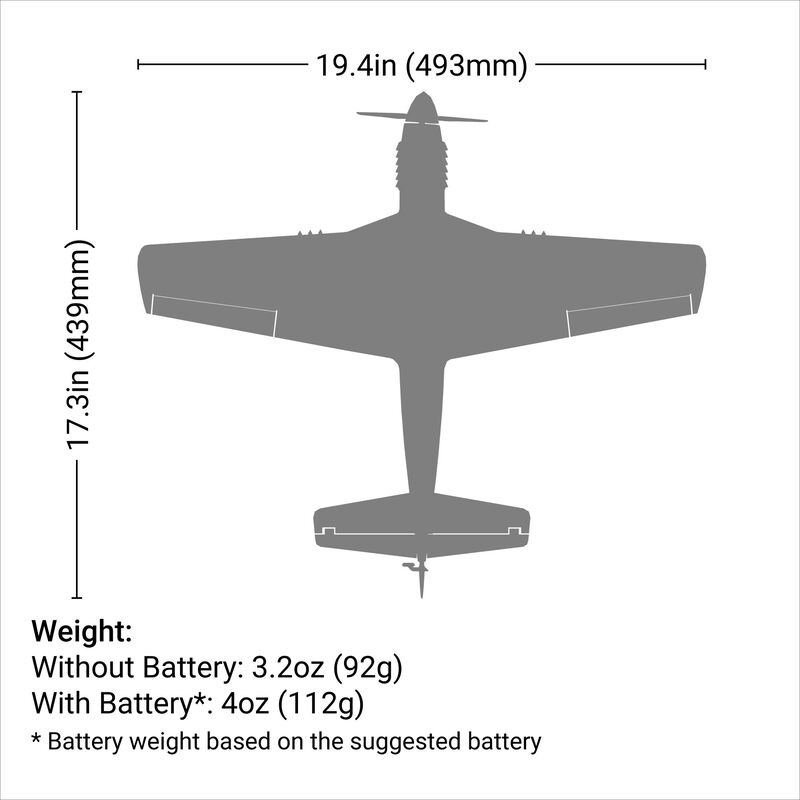 E-flite UMX P-51 Voodoo Airplane w/ SAFE (493mm / BNF)