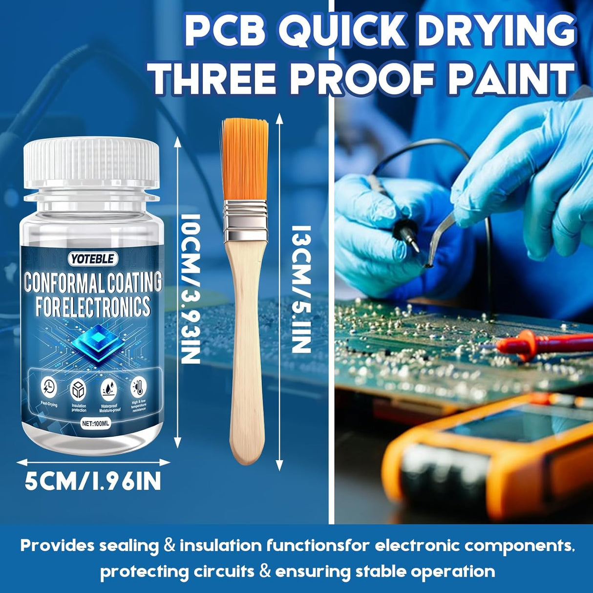 Yoteble Conformal Coating for Electronics (100ml / 1 Brush)