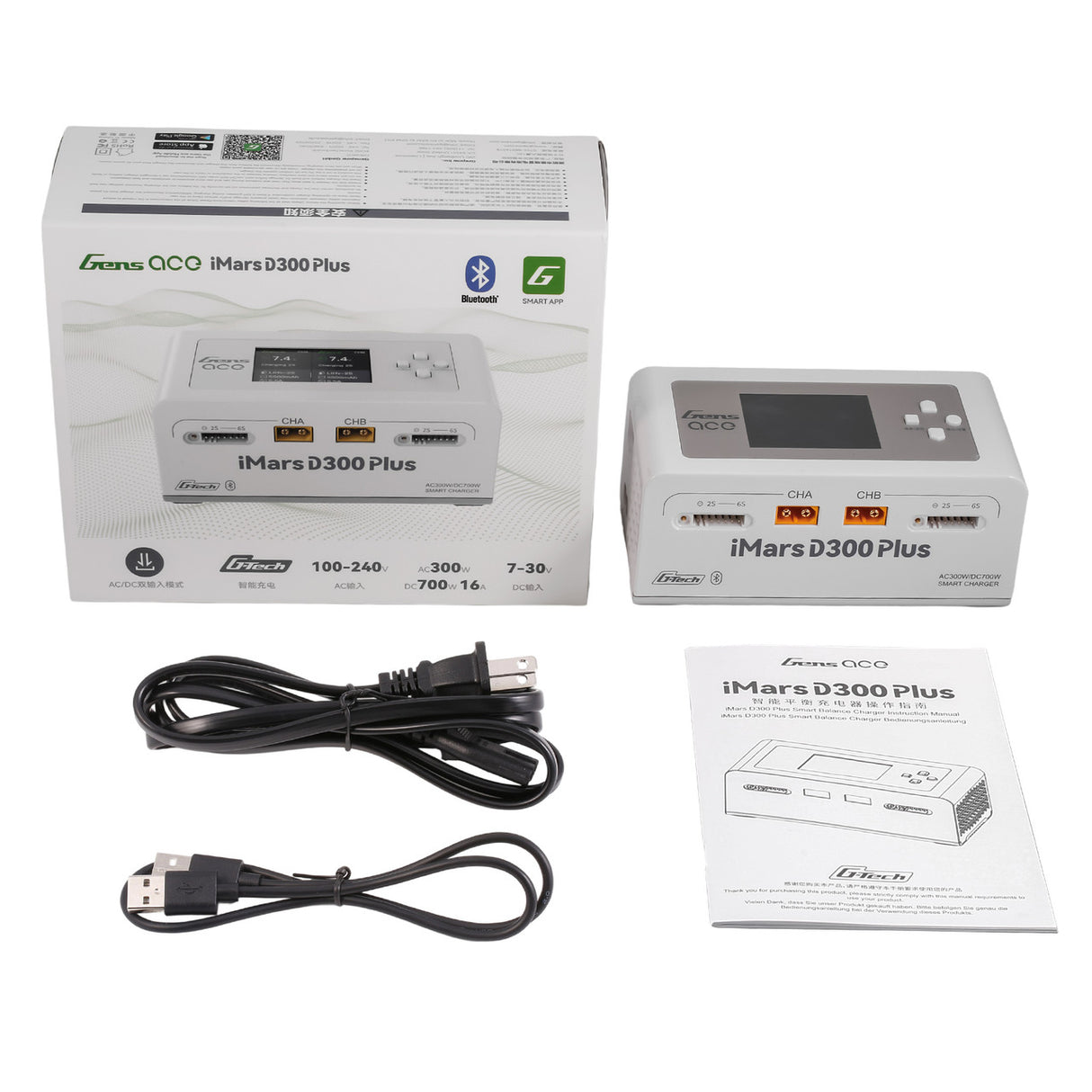 Gens Ace iMars D300 Plus Dual Channel Battery Charger / Bluetooth / G-Tech / 300W+