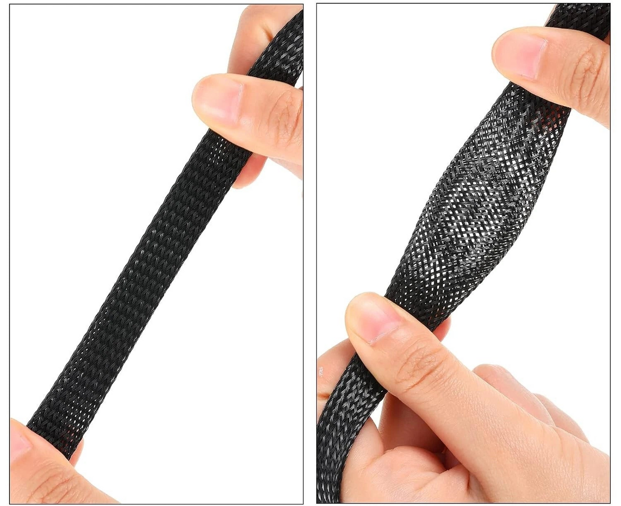 Expandable Braided Mesh Cable Sleeve (24" Long / Black / 1pc)