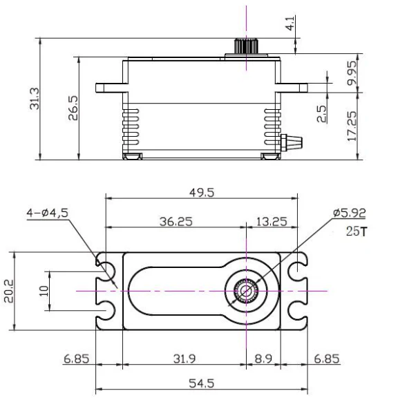 Reefs RC 299:LP Low-Profile Brushless Digital Servo (25T Spline / Steel Gears)