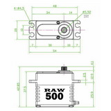 Reefs RC RAW 500 BE Brushless Digital Servo (25T Spline / Steel Gears)