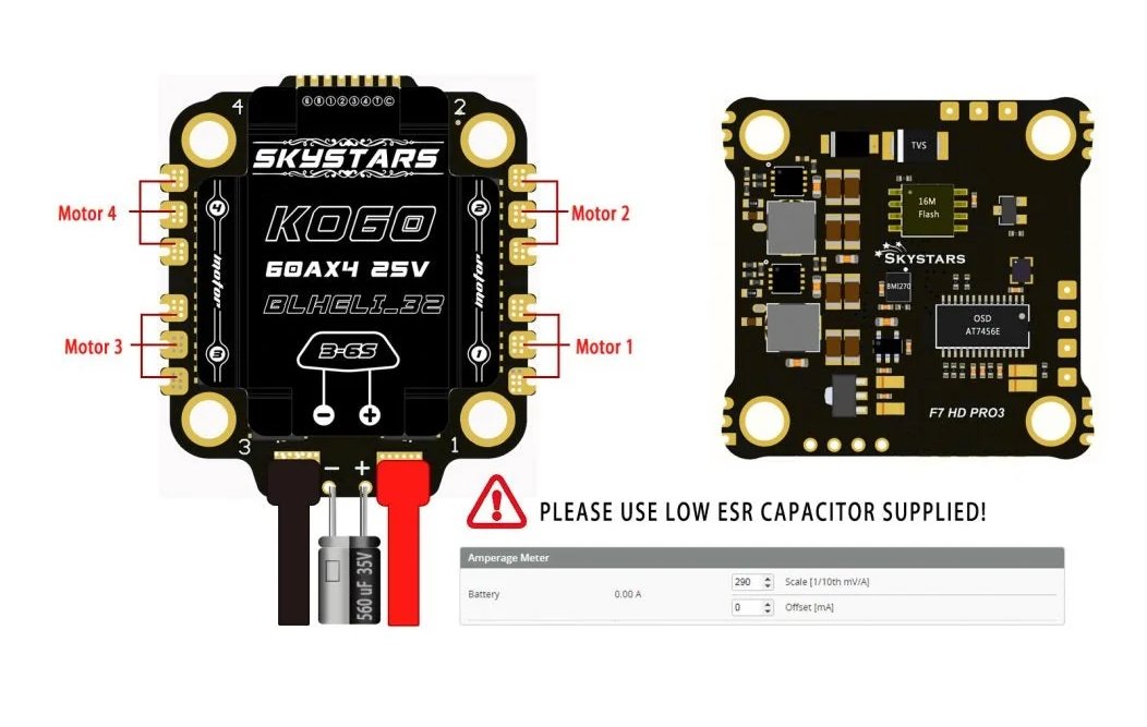 Skystars F722 HD Pro4 Stack (60A / 30x30 / BLHeli_32 / 3-6S)