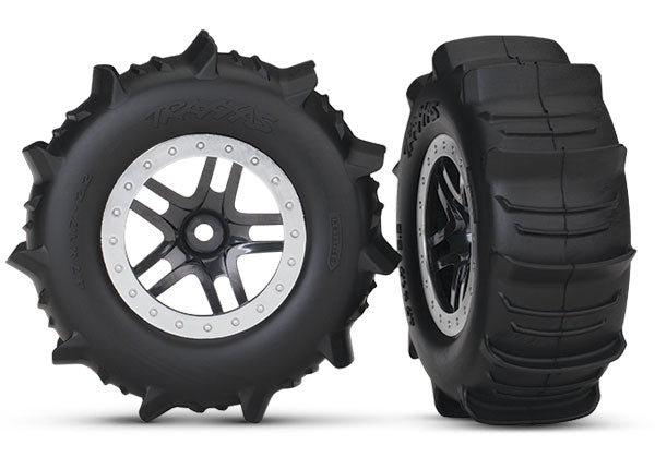 Traxxas Paddle Tire and Black/Chrome Wheel Set (#5891 / 3.0" / 12mm Hex / 2pcs)
