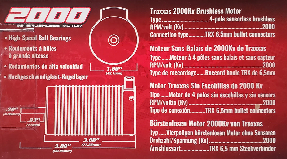 Traxxas 2000KV Brushless Motor (#3483 / 5mm Shaft)