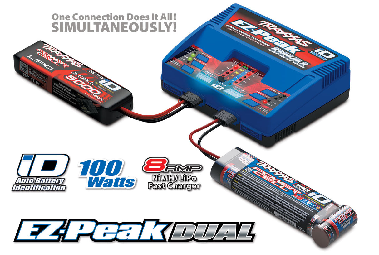 Traxxas EZ-Peak Dual 8-Amp Battery Charger (2-3S LiPo / 5-8 Cell NiMH) | RC-N-Go