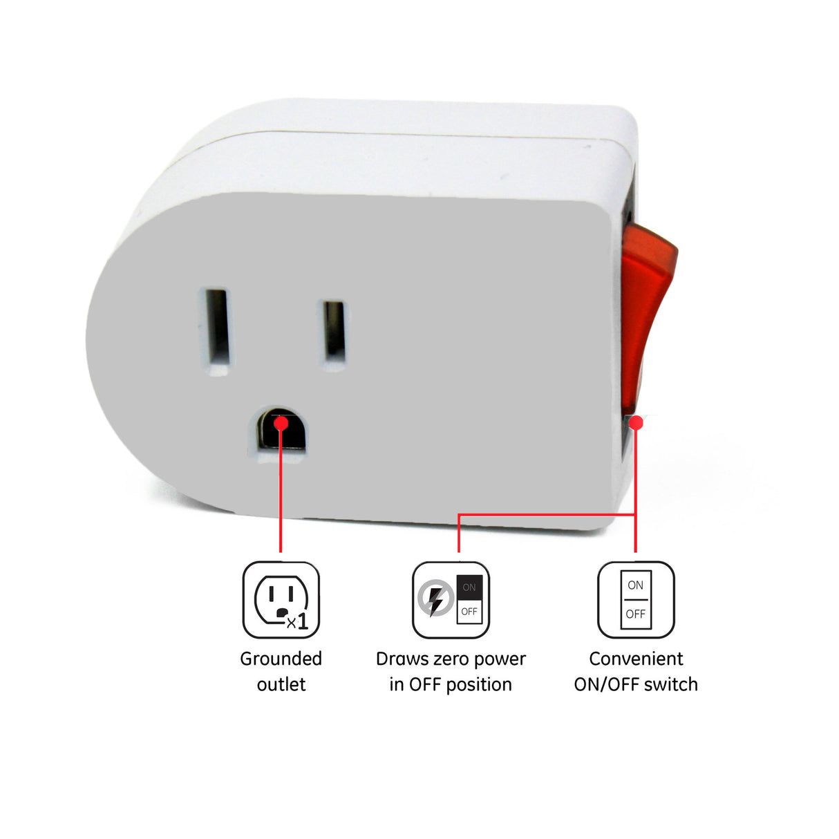 Grounded AC Power Outlet with On/Off Switch (3-Prong) | RC-N-Go